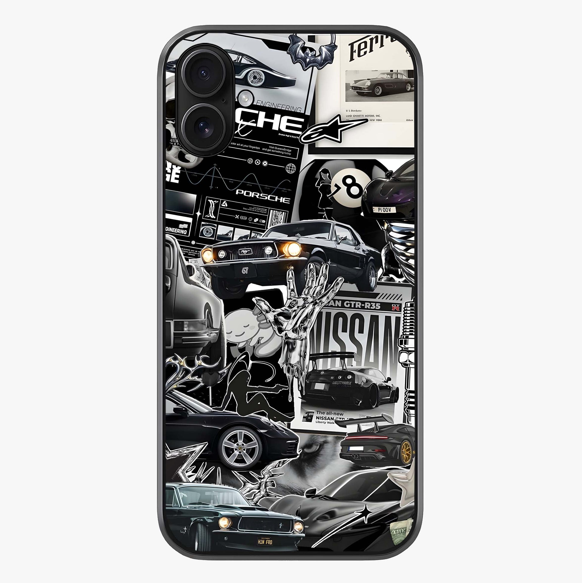 Aesthetic Dark Love Glass Case showing full back design in clean flat view with glossy glass finish.