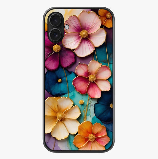 Artlyn Grace Flower Pattern Glass Case showing full back design in clean flat view with glossy glass finish.