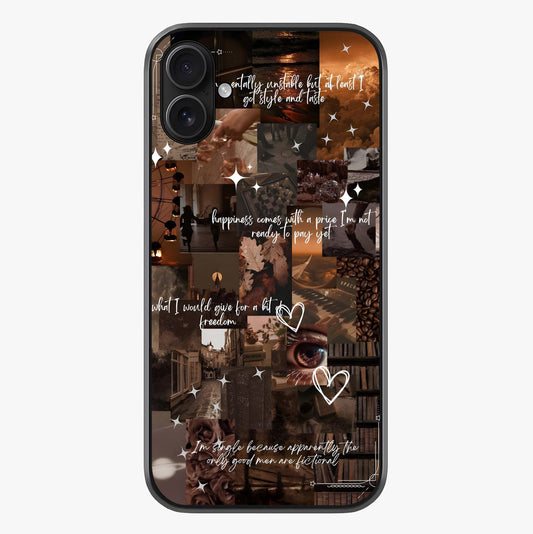 Bittersweet Aesthetic Chaos Glass Case showing full back design in clean flat view with glossy glass finish.