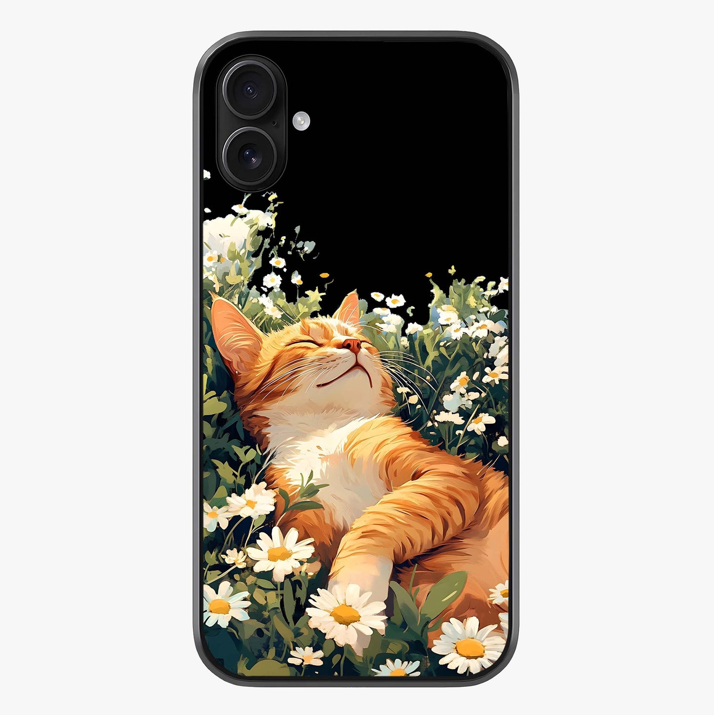 lissful Bloom Cat Glass Case showing full back design in clean flat view with glossy glass finish.