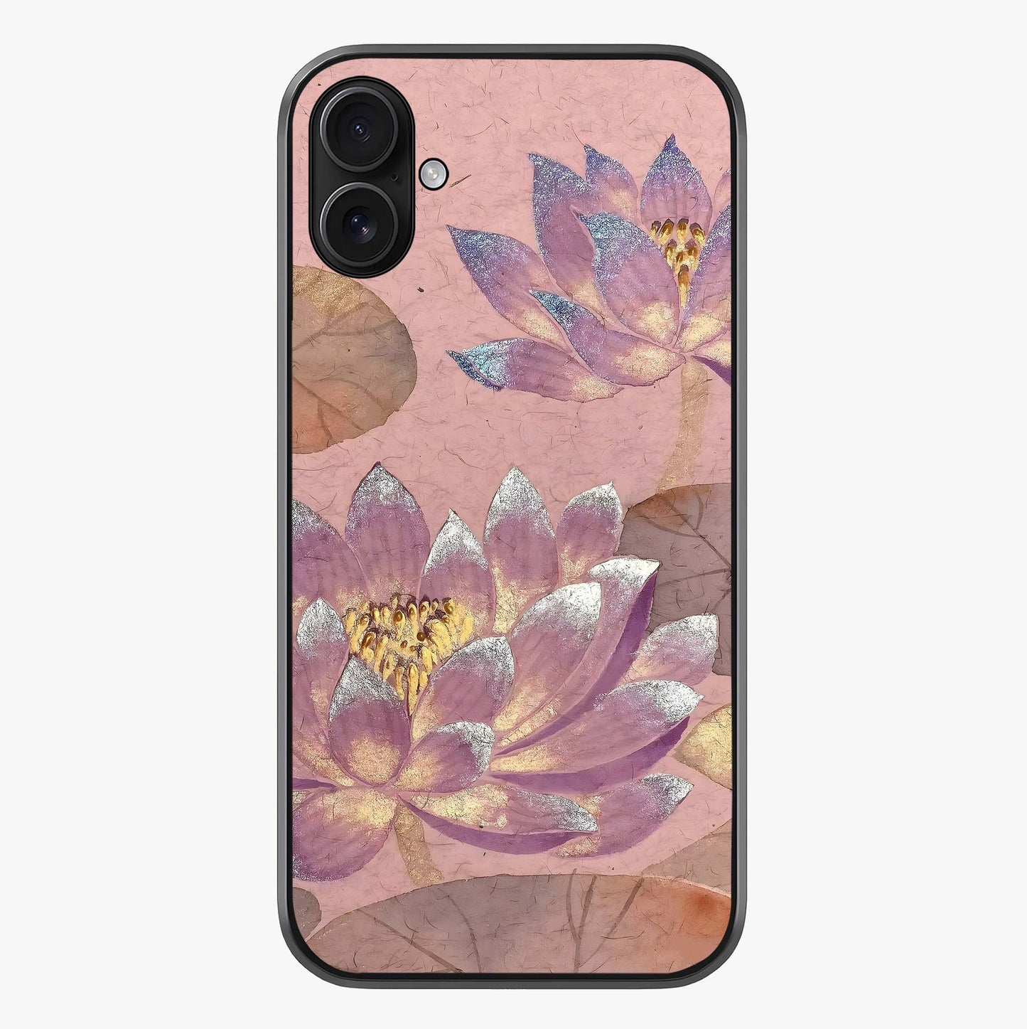 Blossom Mist Lotus Glass Case showing full back design in clean flat view with glossy glass finish.