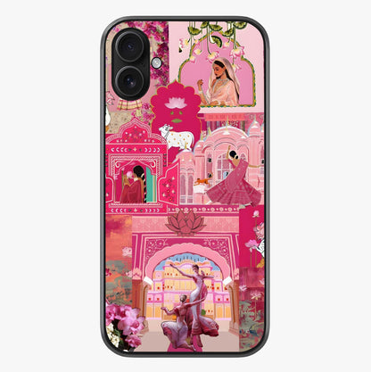 Blossoms Of Rajasthan Glass Case showing full back design in clean flat view with glossy glass finish.