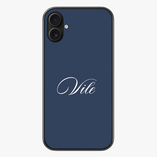 Blue Background Personalized Custom Name Glass Case showing full back design in clean flat view with glossy glass finish.