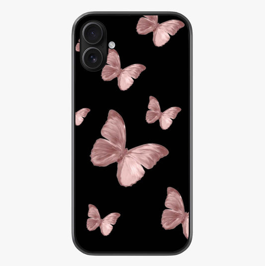 Butterfly Pattern Glass Case showing full back design in clean flat view with glossy glass finish.