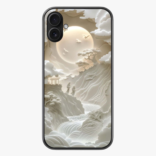Celestial Origami Glass Case showing full back design in clean flat view with glossy glass finish.