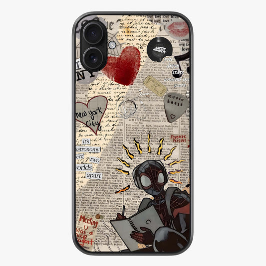 City Dream Sketch Glass Case showing full back design in clean flat view with glossy glass finish.