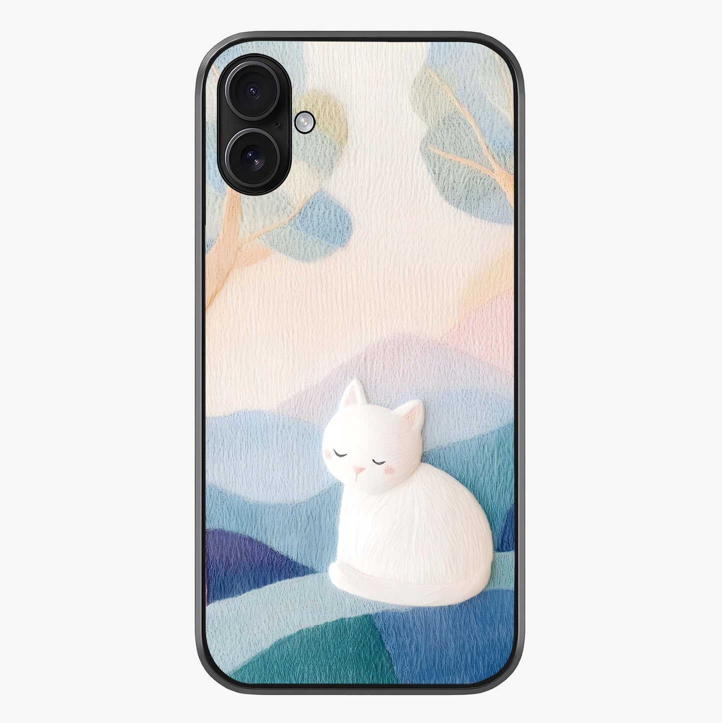 Cotton Dream Cat Glass Case showing full back design in clean flat view with glossy glass finish.