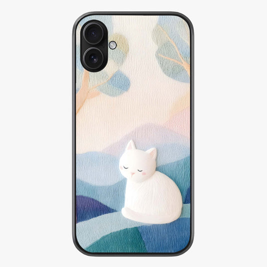Cotton Dream Cat Glass Case showing full back design in clean flat view with glossy glass finish.