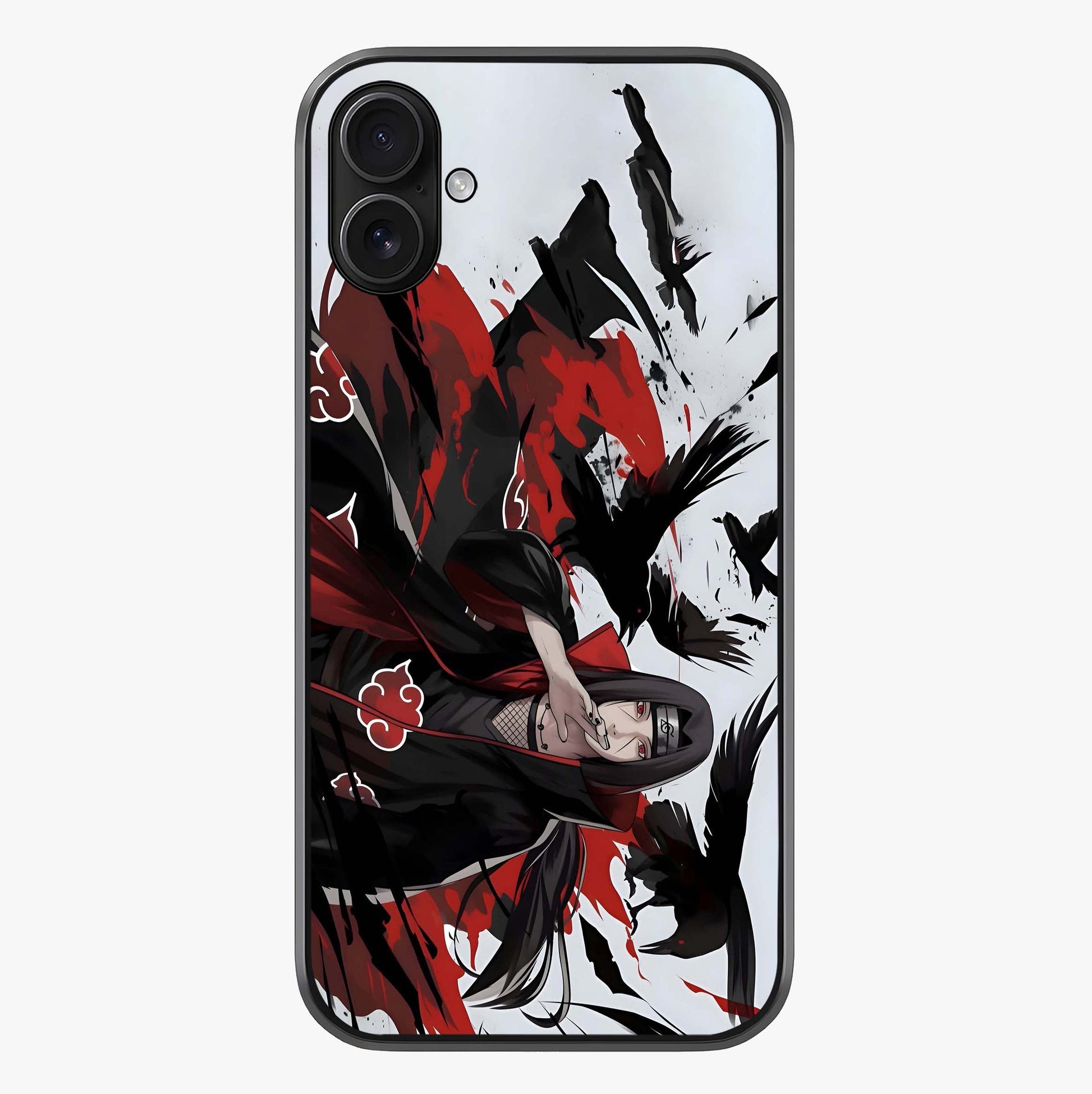 Crimson Crow Illusion Glass Case showing full back design in clean flat view with glossy glass finish.