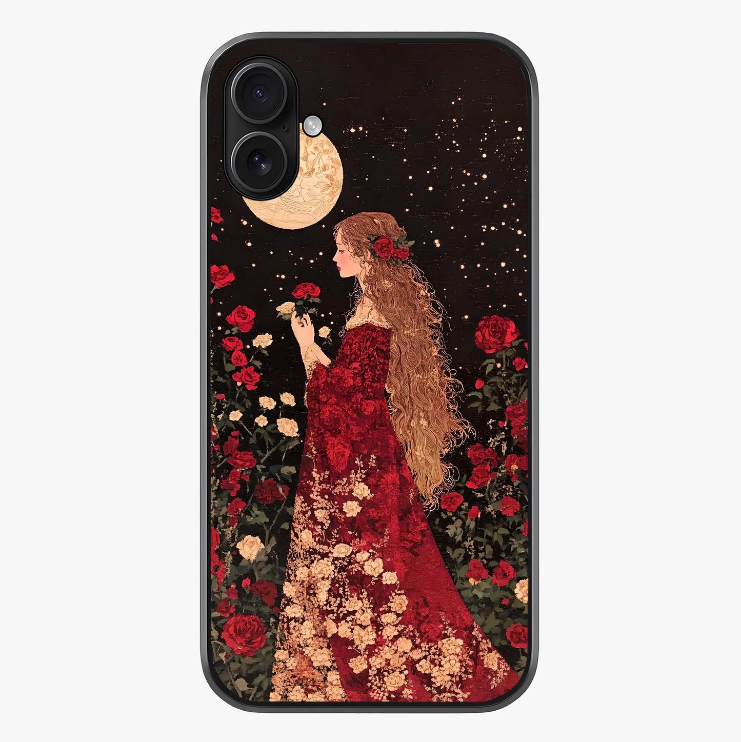 Crimson Dreams Glass Case showing full back design in clean flat view with glossy glass finish.