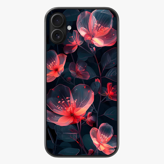 Dark Shade Of Flower Glass Case showing full back design in clean flat view with glossy glass finish.