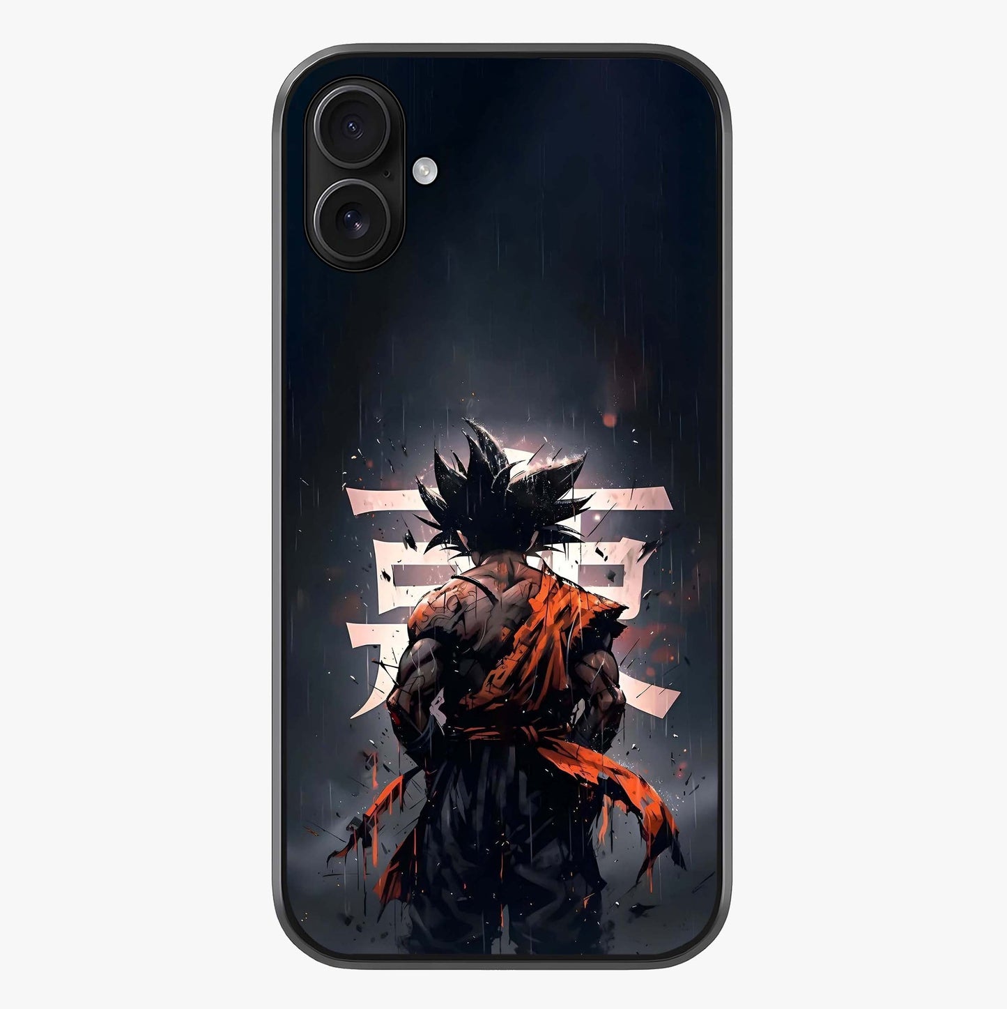 Dark Warrior In Rain Glass Case showing full back design in clean flat view with glossy glass finish.