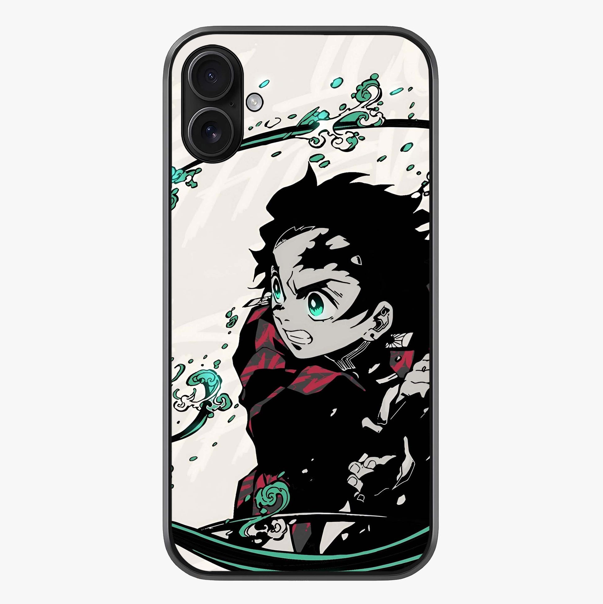 Demon Slayer Glass Case showing full back design in clean flat view with glossy glass finish.