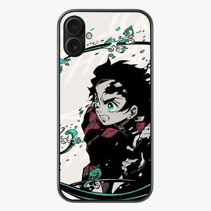 Demon Slayer Glass Case showing full back design in clean flat view with glossy glass finish.