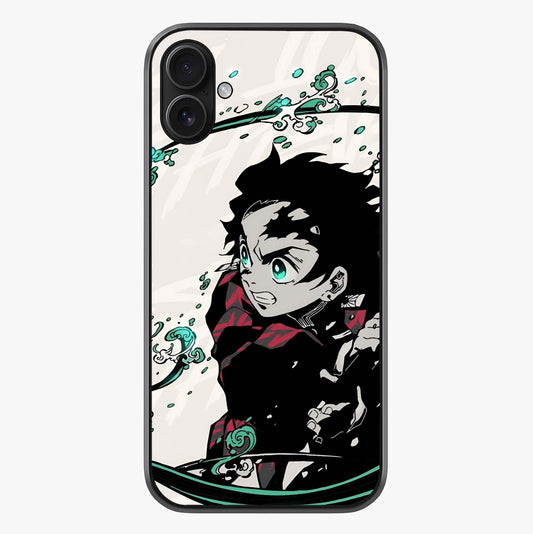 Demon Slayer Glass Case showing full back design in clean flat view with glossy glass finish.