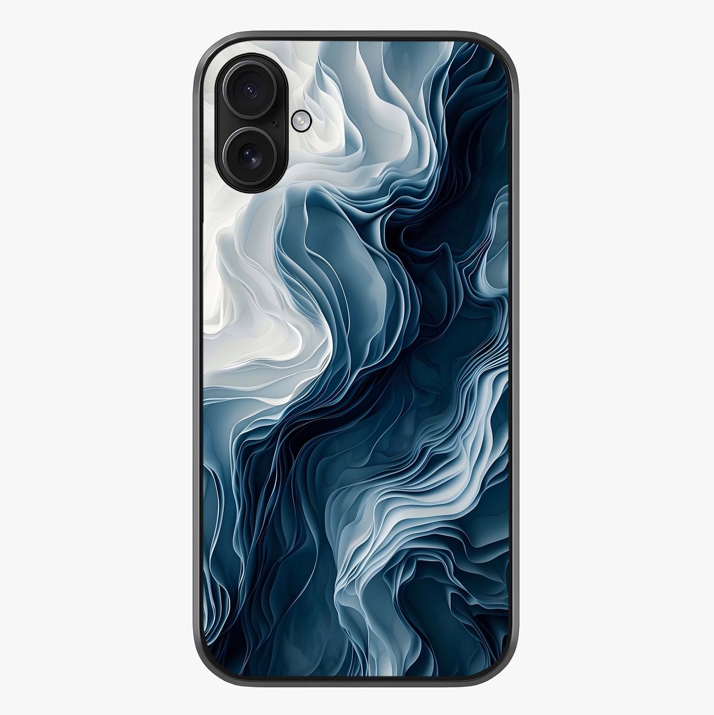 Ethereal Paper Marble Glass Case showing full back design in clean flat view with glossy glass finish.