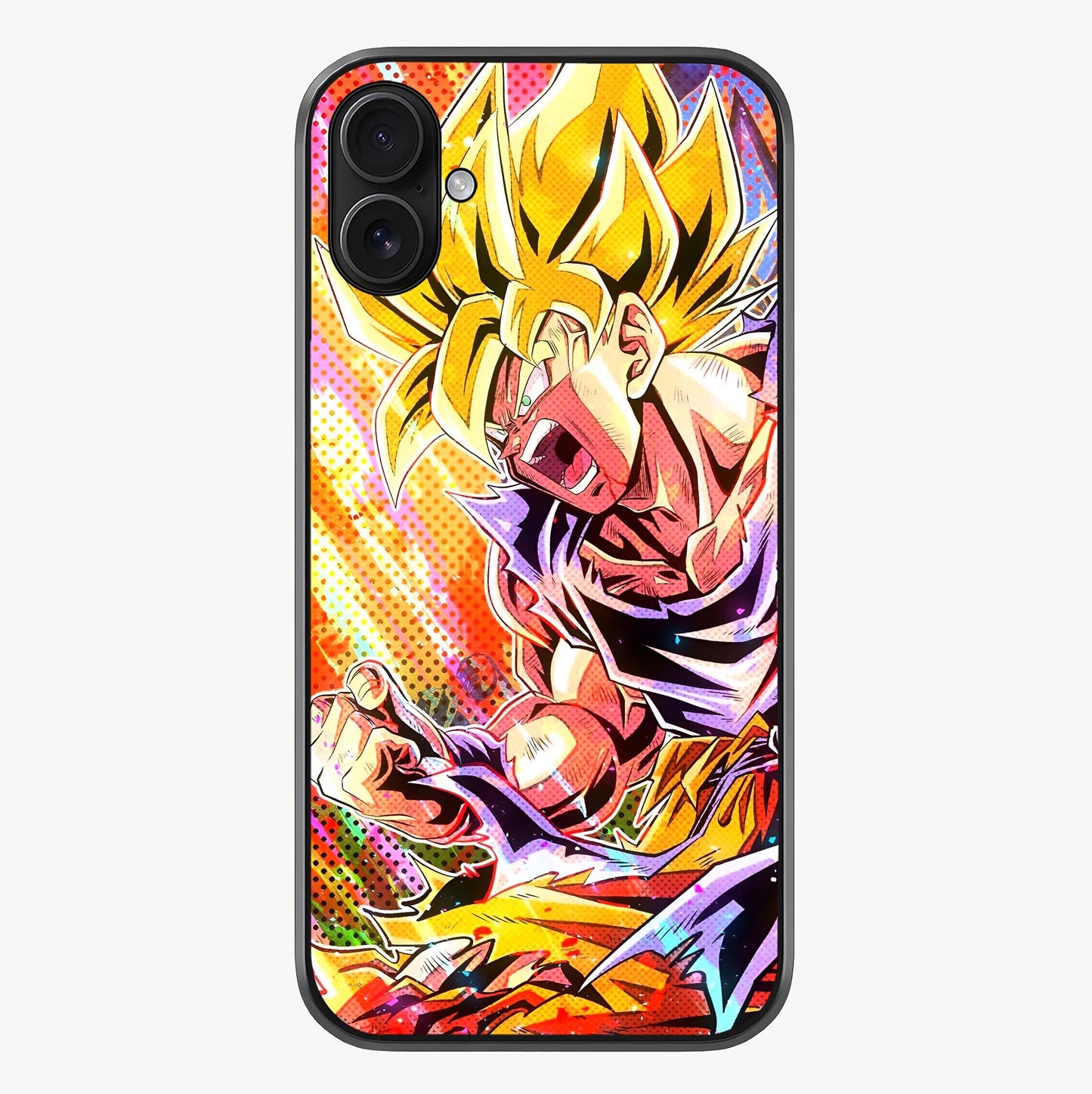 Firing Goku Glass Case showing full back design in clean flat view with glossy glass finish.