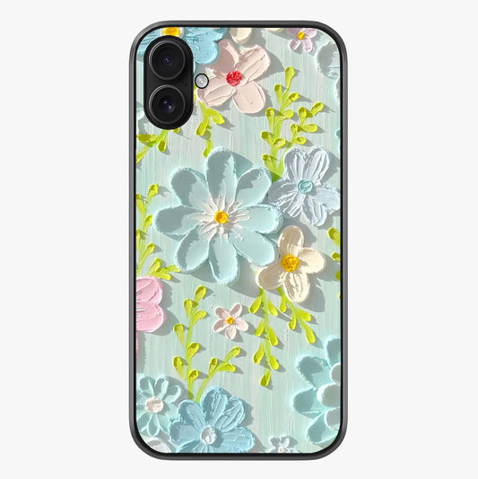 Frosted Petal Garden Glass Case showing full back design in clean flat view with glossy glass finish.