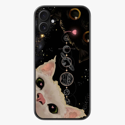 Galactic Cat Glass Case showing full back design in clean flat view with glossy glass finish.
