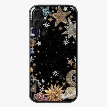 Galactic Jewel Stars Glass Case showing full back design in clean flat view with glossy glass finish.