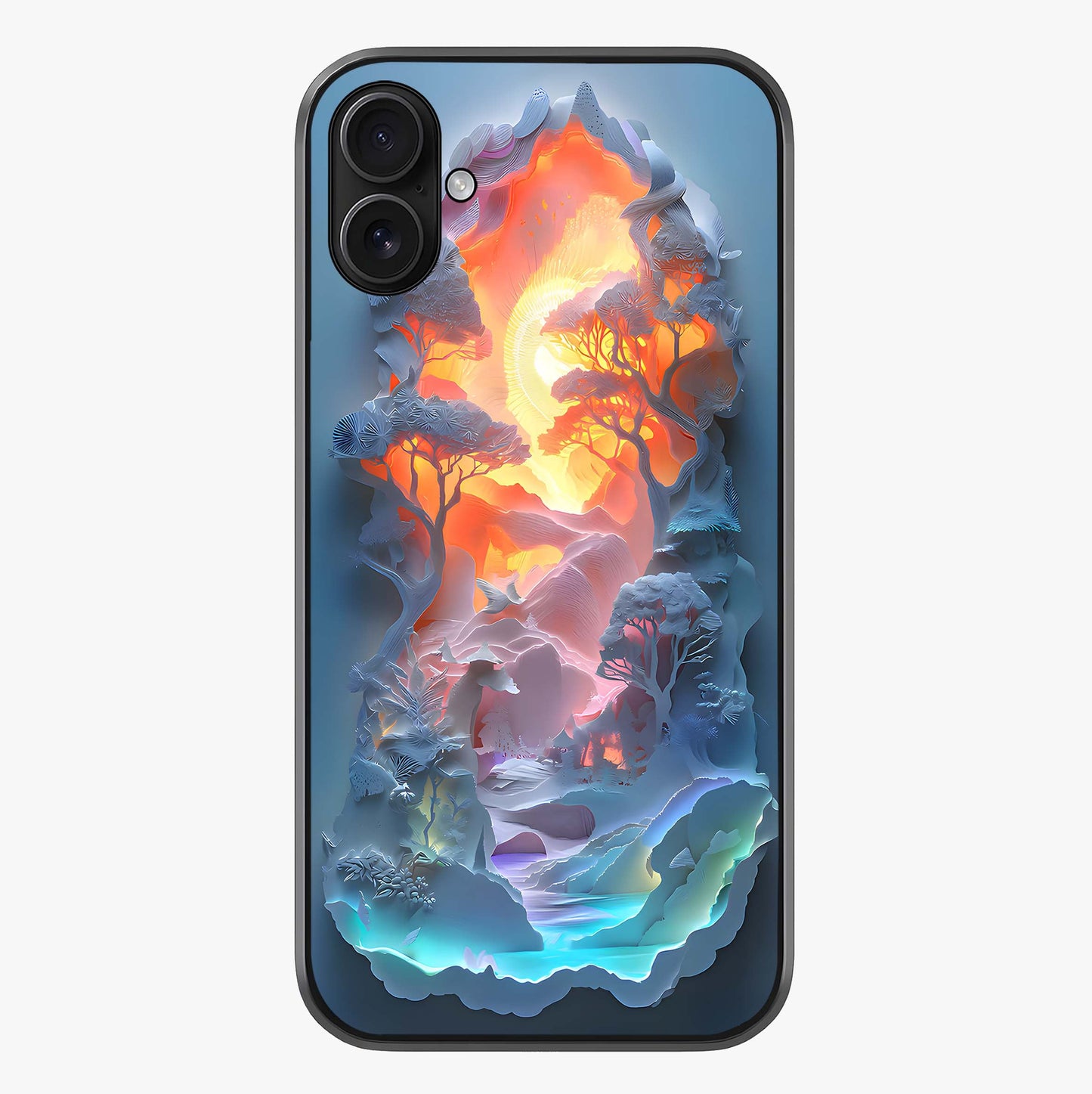 Glow Forest Portal Glass Case showing full back design in clean flat view with glossy glass finish.