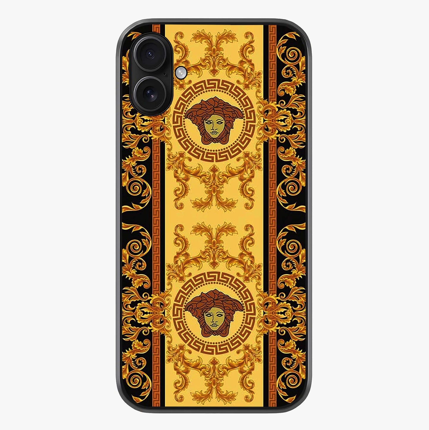 Golden Lotus Glow Glass Case showing full back design in clean flat view with glossy glass finish.