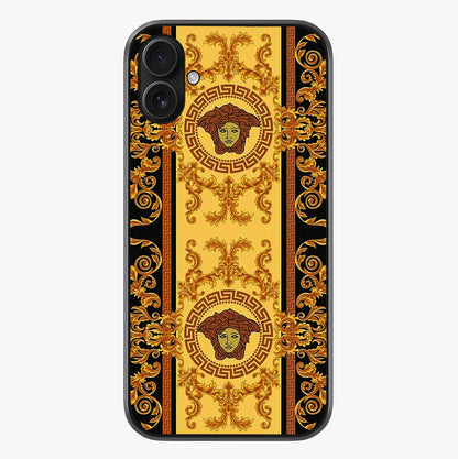 Golden Lotus Glow Glass Case showing full back design in clean flat view with glossy glass finish.