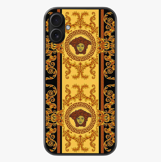 Golden Lotus Glow Glass Case showing full back design in clean flat view with glossy glass finish.