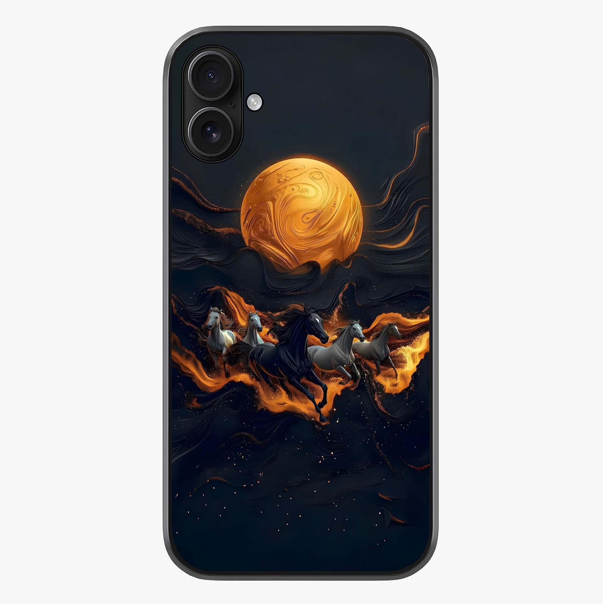 Golden Royal Heritage Glass Case showing full back design in clean flat view with glossy glass finish.
