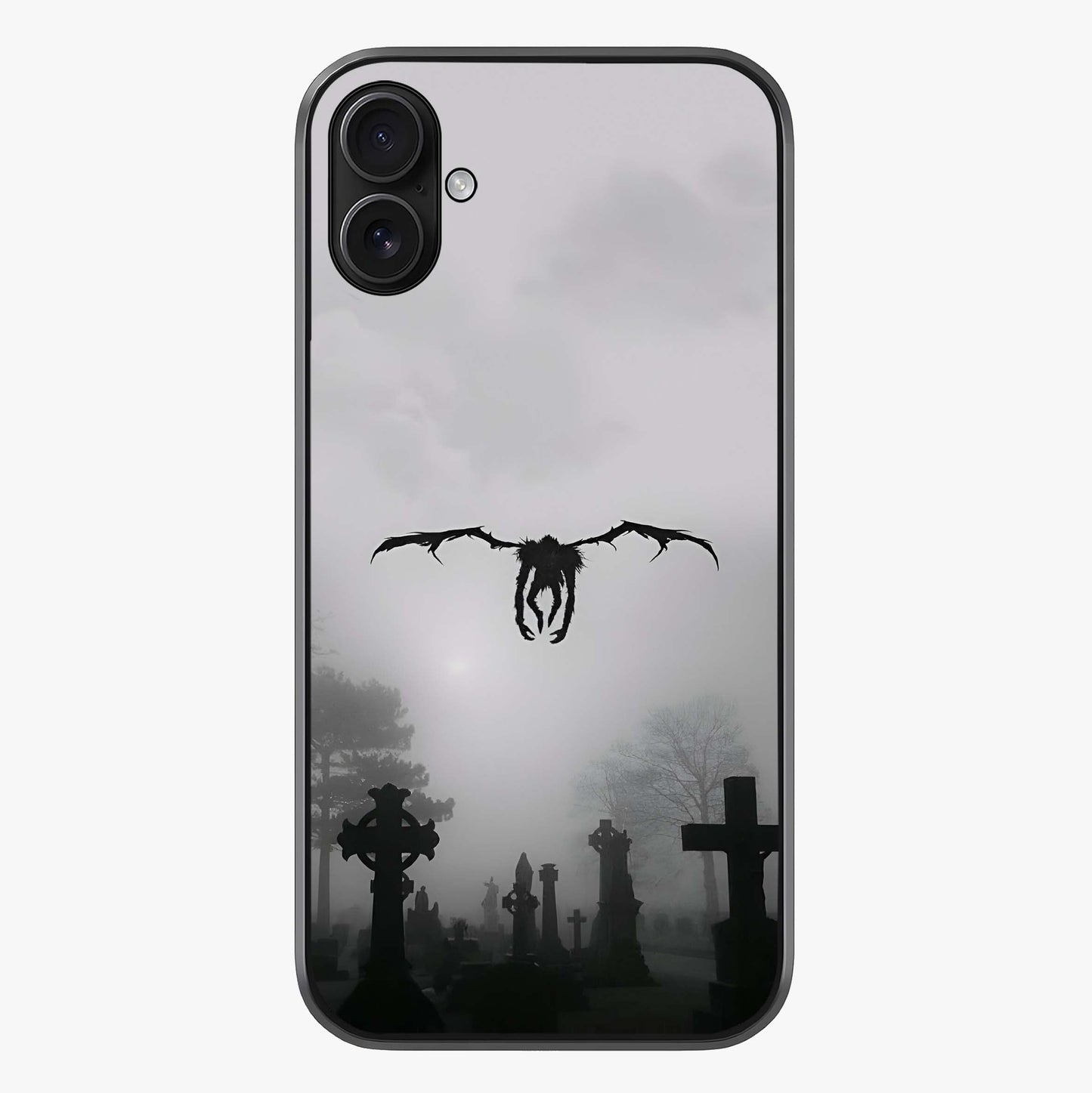 Graveyard Shadow Descent Glass Case showing full back design in clean flat view with glossy glass finish.