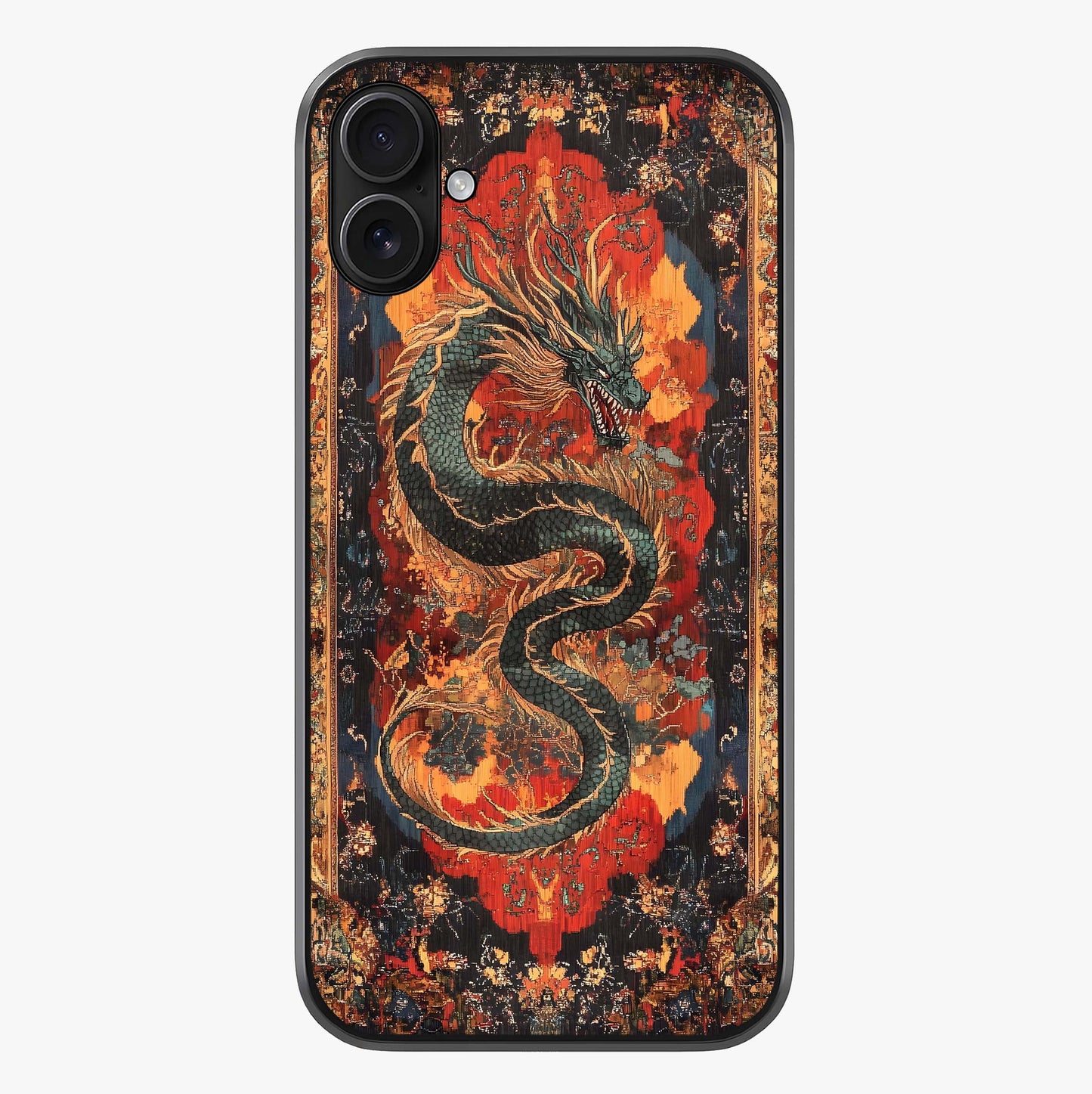 Inferno Dragon Soul Glass Case showing full back design in clean flat view with glossy glass finish.
