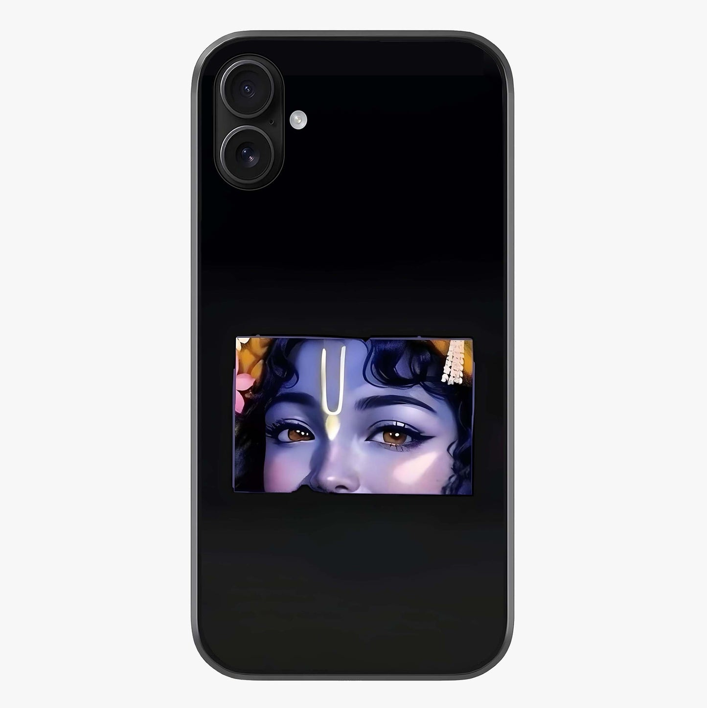 Krishna Divine Embrace Glass Case showing full back design in clean flat view with glossy glass finish.