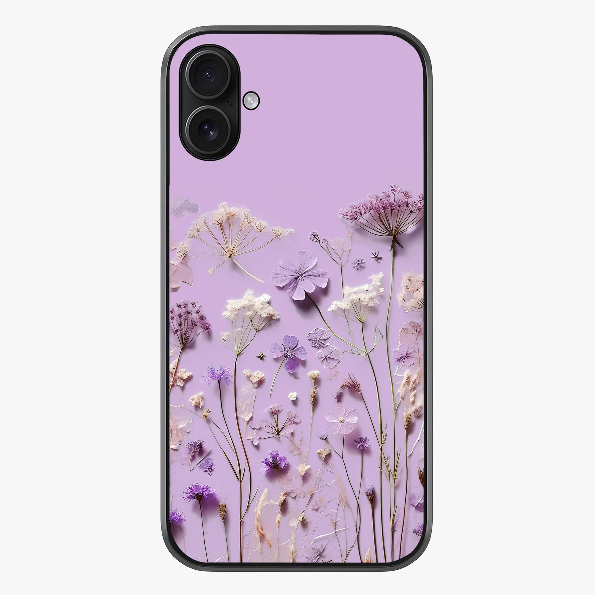 Lavender Blossom Dream Glass Case showing full back design in clean flat view with glossy glass finish.