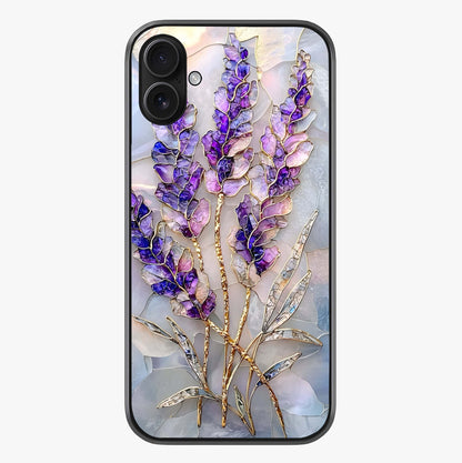 Lavender Dream Glow Glass Case showing full back design in clean flat view with glossy glass finish.