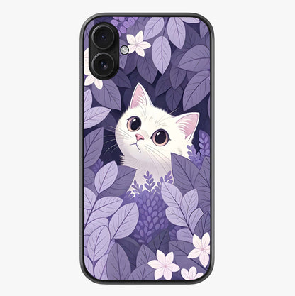 Lilac Hide Peek Cat Glass Case showing full back design in clean flat view with glossy glass finish.