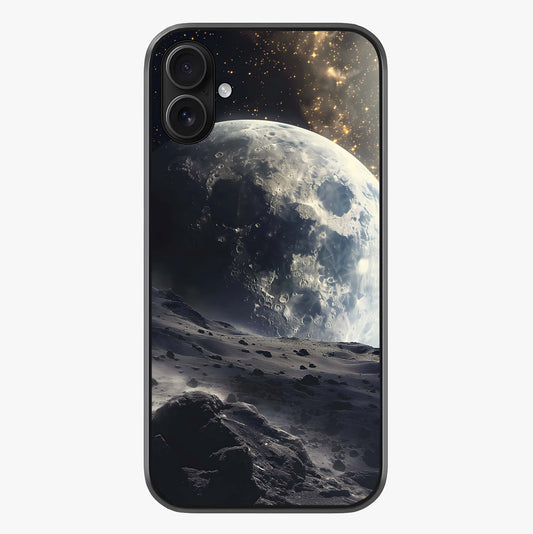 Lunar Horizon Glow Glass Case showing full back design in clean flat view with glossy glass finish.