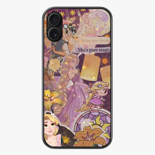Magical Tangled Dream Glass Case showing full back design in clean flat view with glossy glass finish.