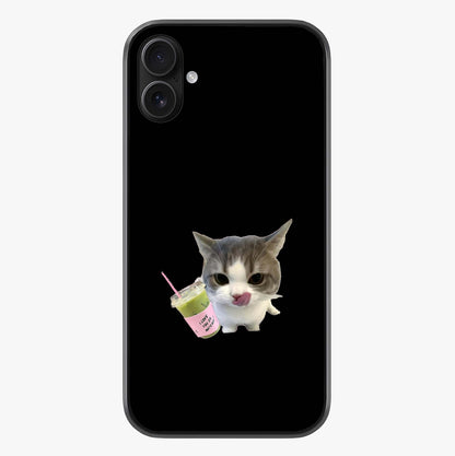 Matcha Cat Style Glass Case showing full back design in clean flat view with glossy glass finish.