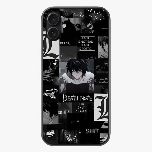 Midnight Chaos Mind Glass Case showing full back design in clean flat view with glossy glass finish.