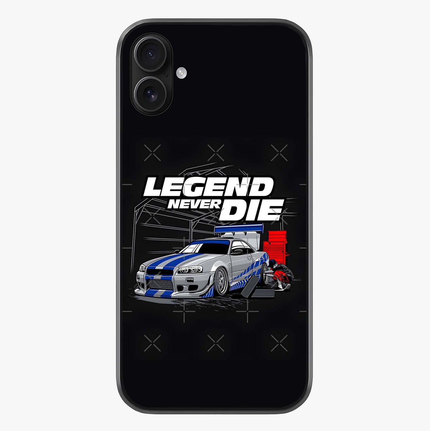 Midnight Racing Legacy Glass Case showing full back design in clean flat view with glossy glass finish.