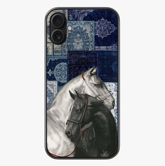Midnight Stallion Blues Glass Case showing full back design in clean flat view with glossy glass finish.