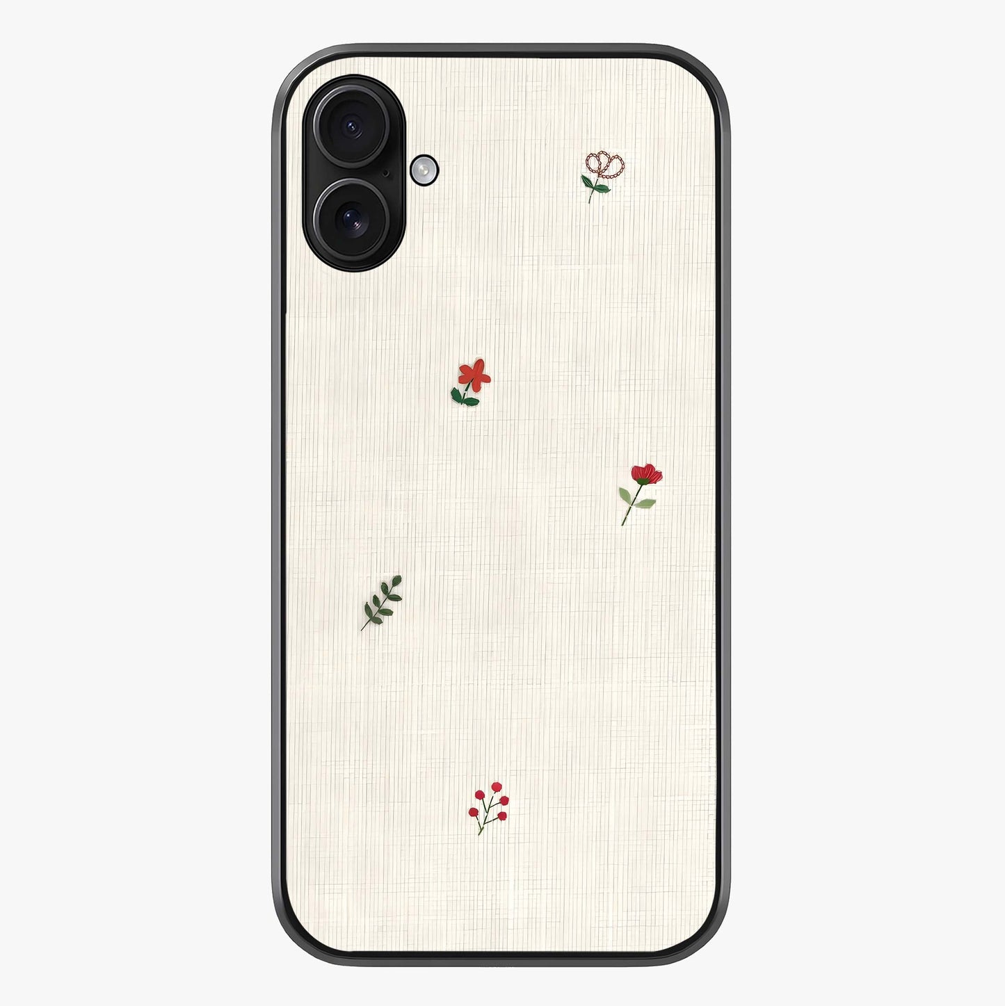 Minimalistic Blue With White Flower Pattern Glass Case showing full back design in clean flat view with glossy glass finish.