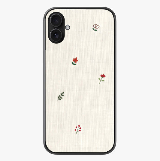Minimalistic Blue With White Flower Pattern Glass Case showing full back design in clean flat view with glossy glass finish.