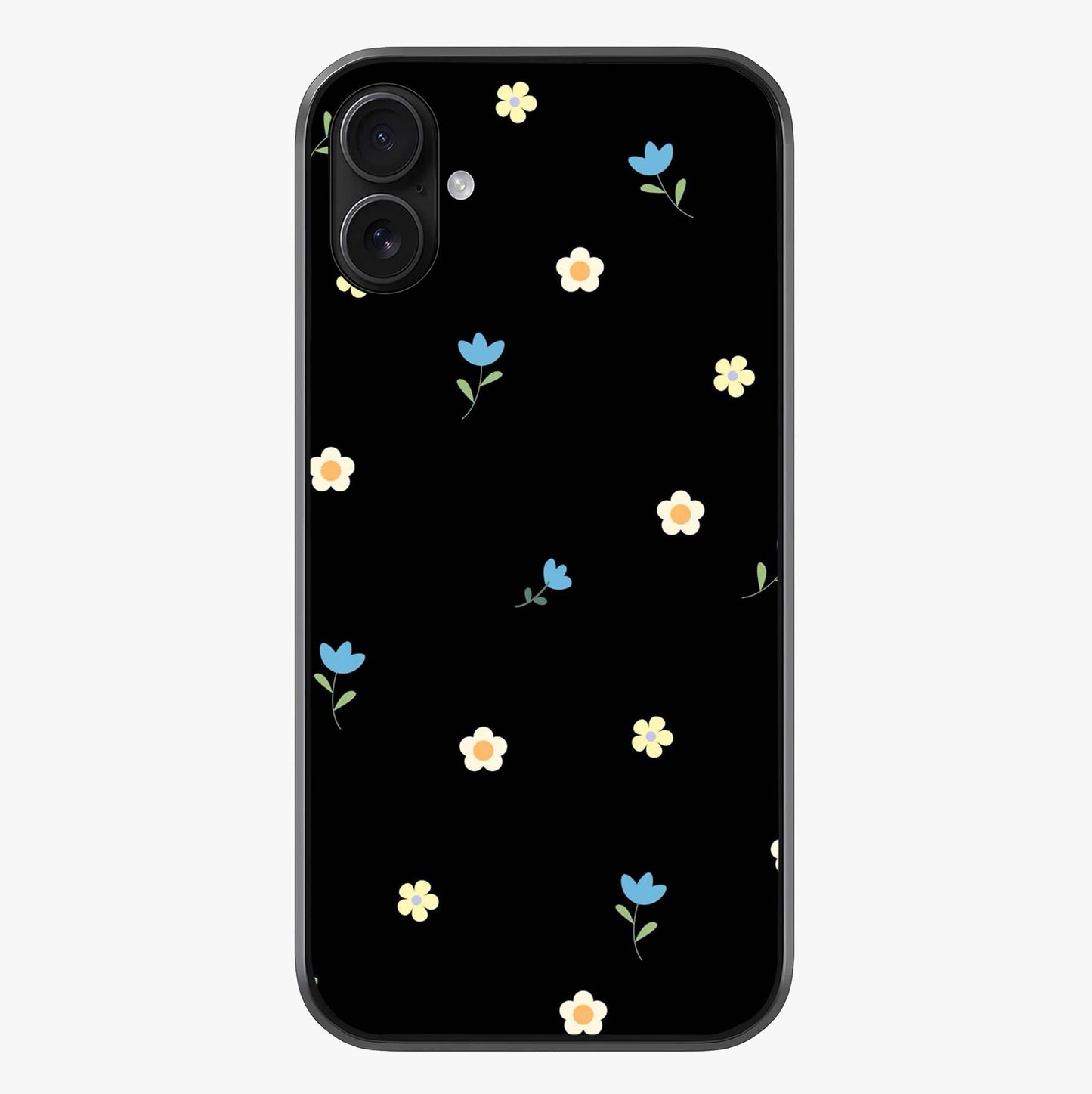 Minimal Petal Whispers Glass Case showing full back design in clean flat view with glossy glass finish.