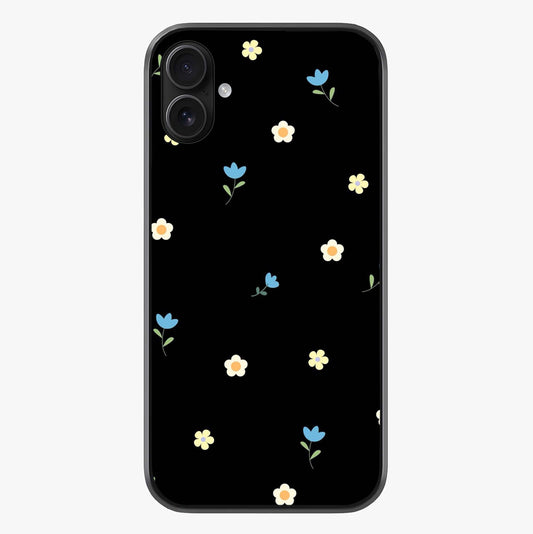 Minimal Petal Whispers Glass Case showing full back design in clean flat view with glossy glass finish.