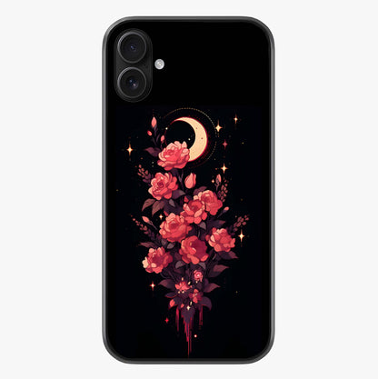 Moonlit Floral Elegance Glass Case showing full back design in clean flat view with glossy glass finish.