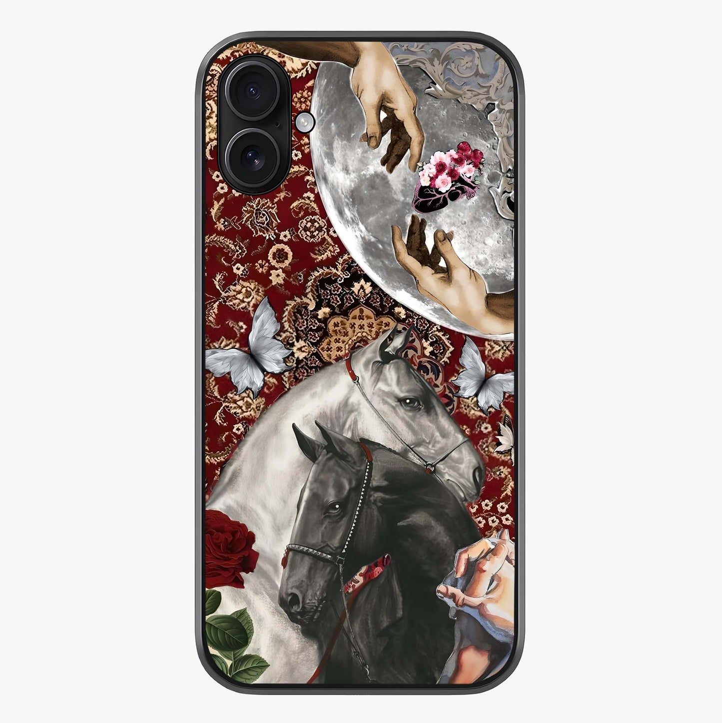 Moonlit Royal Stallion Glass Case showing full back design in clean flat view with glossy glass finish.