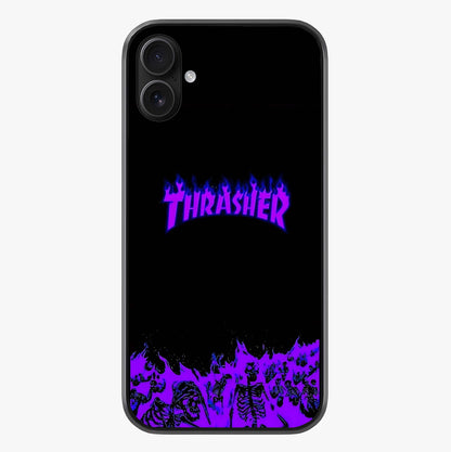 Neon Flame Riot Glass Case showing full back design in clean flat view with glossy glass finish.