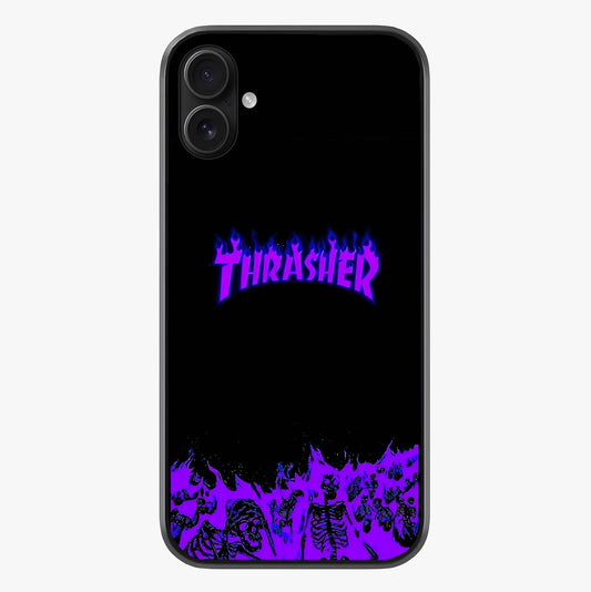 Neon Flame Riot Glass Case showing full back design in clean flat view with glossy glass finish.