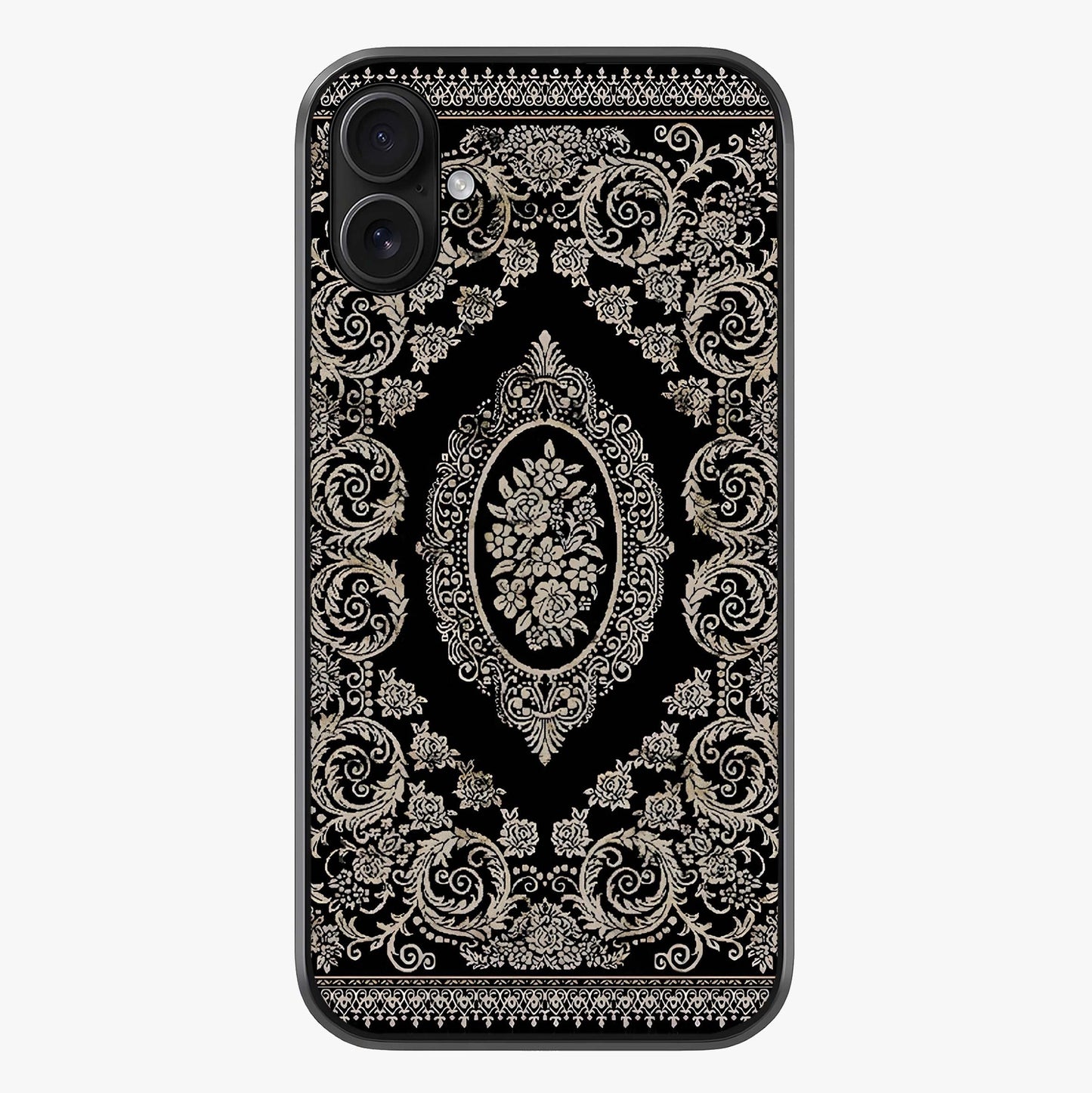 Noir Bloom Elegance Glass Case showing full back design in clean flat view with glossy glass finish.
